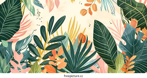 Tropical Leaves Illustration Background Design
