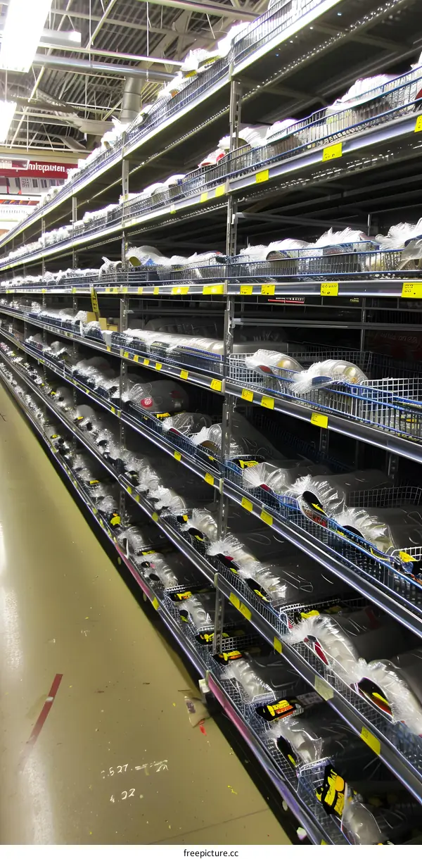 Shelves Filled With Products in a Warehouse