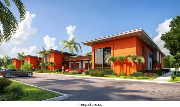 Modern Orange Business Park Exterior