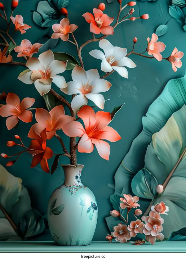 Ceramic Vase with Floral Arrangement