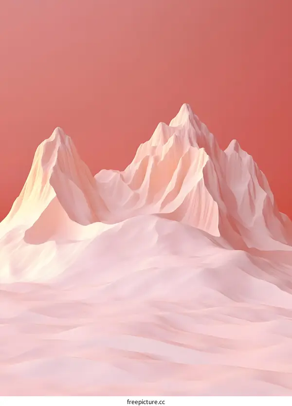 Abstract Pink Mountain Landscape Illustration
