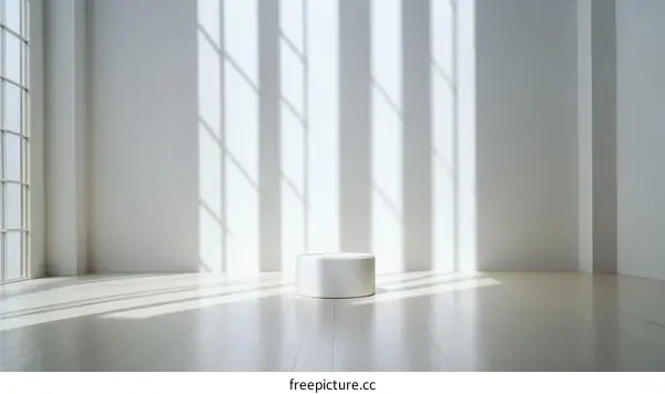 Empty Modern Minimalist Room with Sunlight