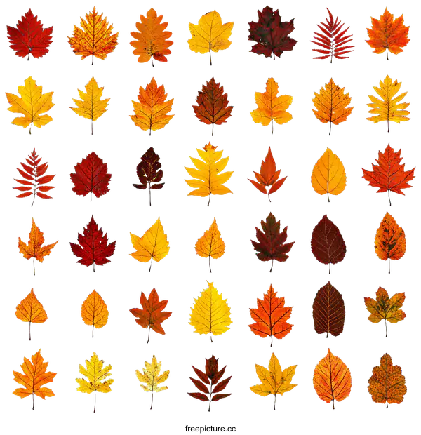 [Transparent Background PNG]Autumn Leaves Collection Variety of Colors