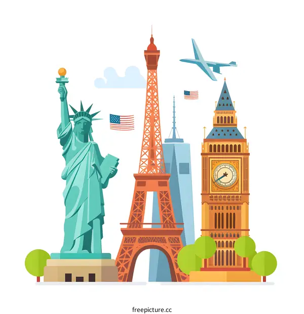 Famous Landmarks of the World Illustration