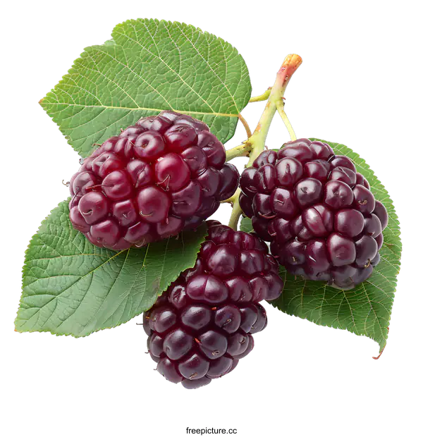 [Transparent Background PNG]Fresh Blackberries with Leaves