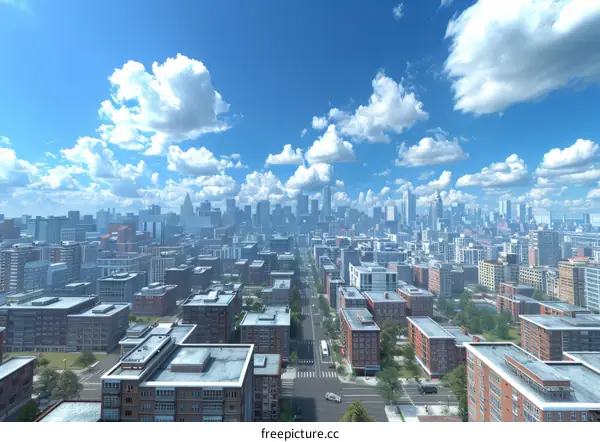 Cityscape of a Large Urban Area with Modern Skyline