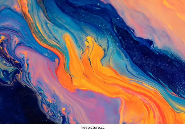 Abstract Colorful Flowing Paint Art
