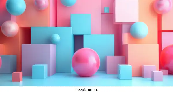 Pastel Geometric Shapes 3D Render