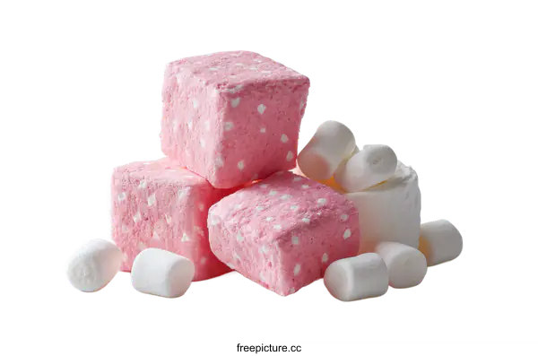 [Transparent Background PNG]Pink and White Marshmallows Dessert Close-up