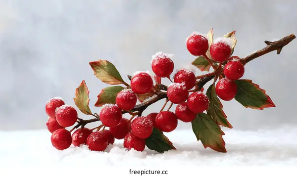 Winter Berries with Snow Decor