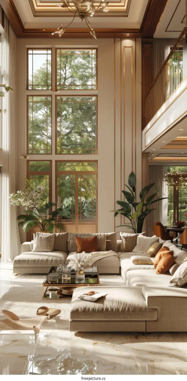 Cozy Modern Minimalist Living Room with Balcony