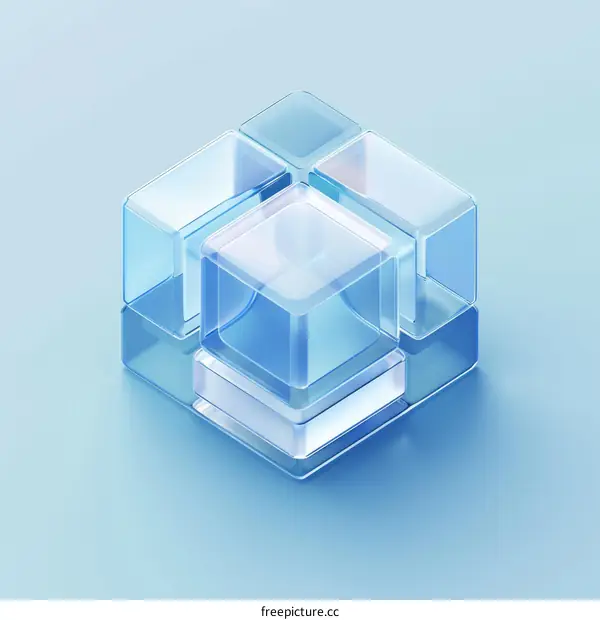 3D Render of Blue Glass Cubes