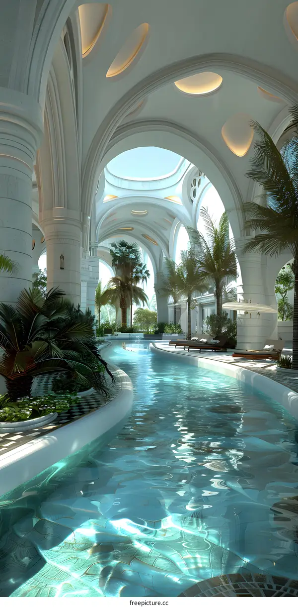 Indoor swimming pool of luxury hotel