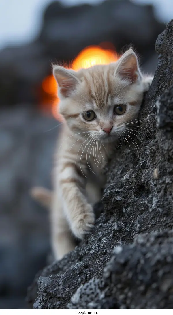 Kitten On Rock