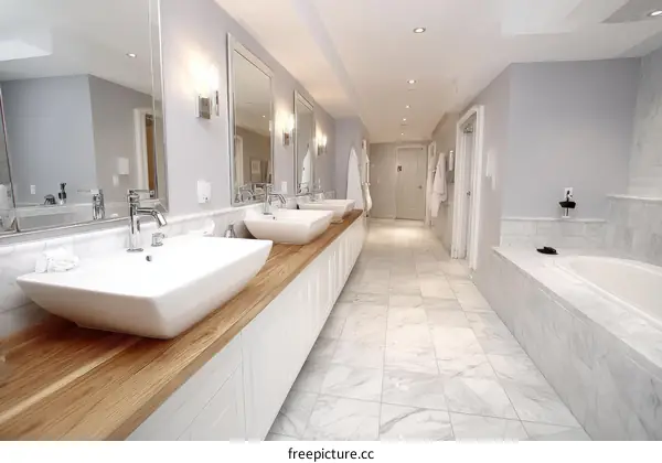 Modern Luxury Bathroom with Marble and Wood