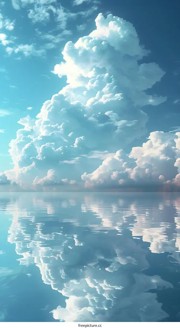 壮观的云朵倒映在平静的海面上