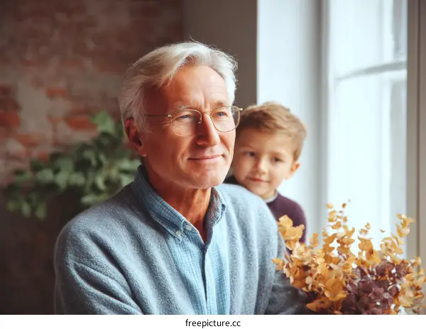 Grandfather and Grandson by the Window