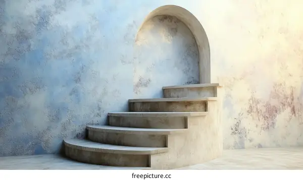 Stylish Concrete Spiral Staircase Against Textured Wall