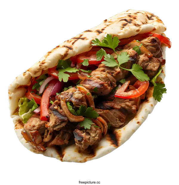 [Transparent Background PNG]Grilled Meat Wrap with Vegetables