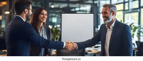 Business Partners Shaking Hands in Office Meeting
