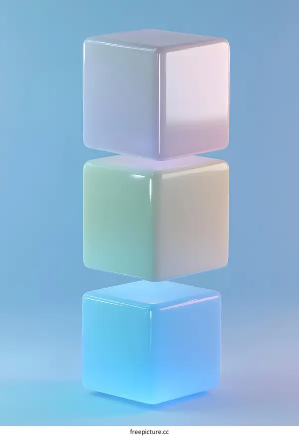 Three Colorful Cubes Stacked On Top Of Each Other