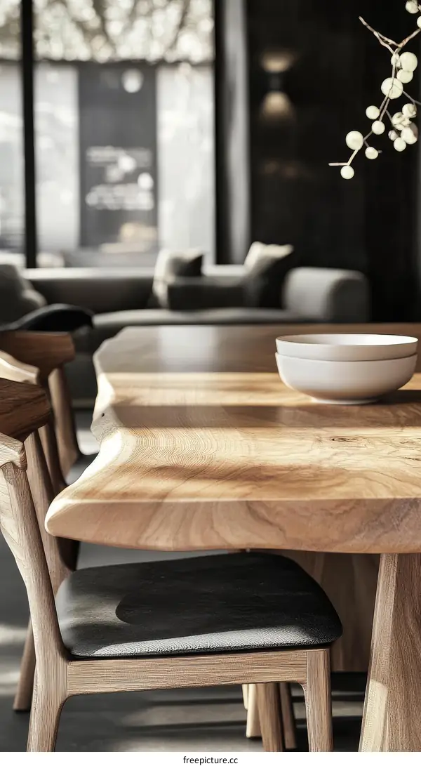 Wooden Dining Table with Chairs in Modern Interior