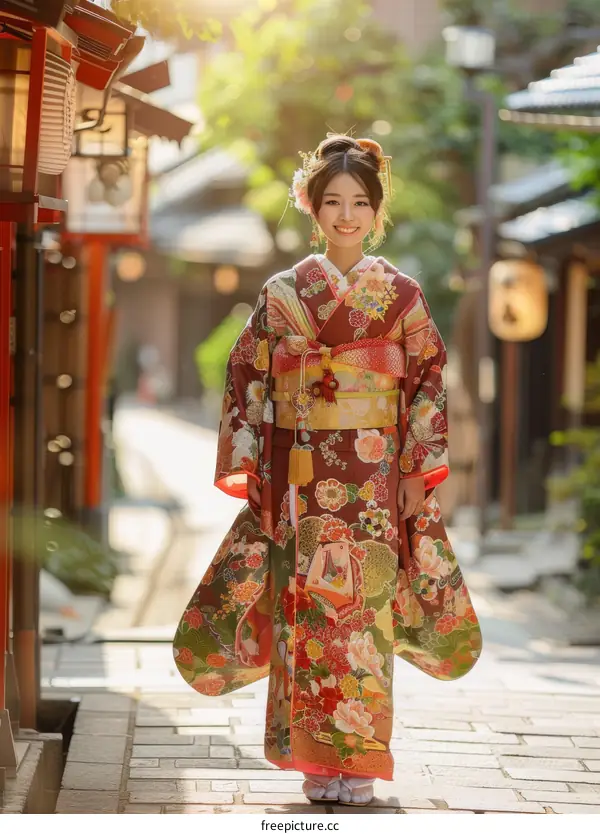 Japanese woman wearing kimono