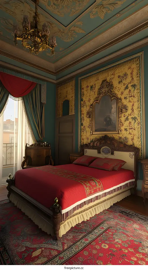 Ornate Bedroom Interior Design with Gold Accents