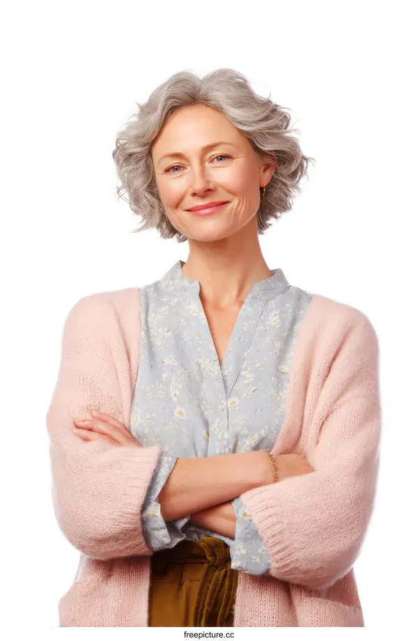 [Transparent Background PNG]Smiling Senior Woman Portrait