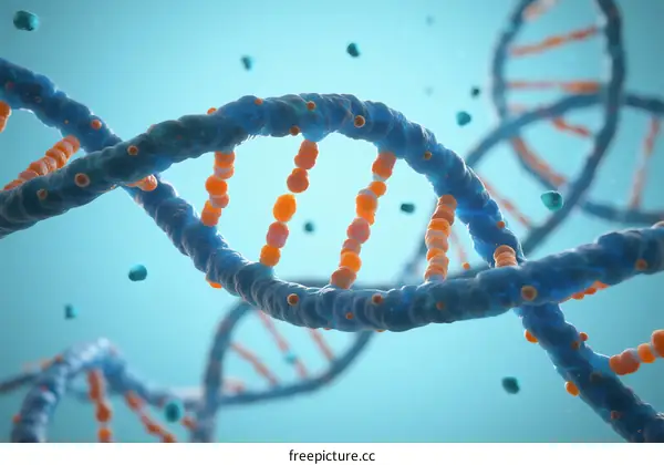 Double Helix DNA Structure with Floating Molecules