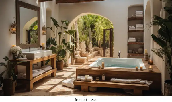 Bathroom with a view of the jungle