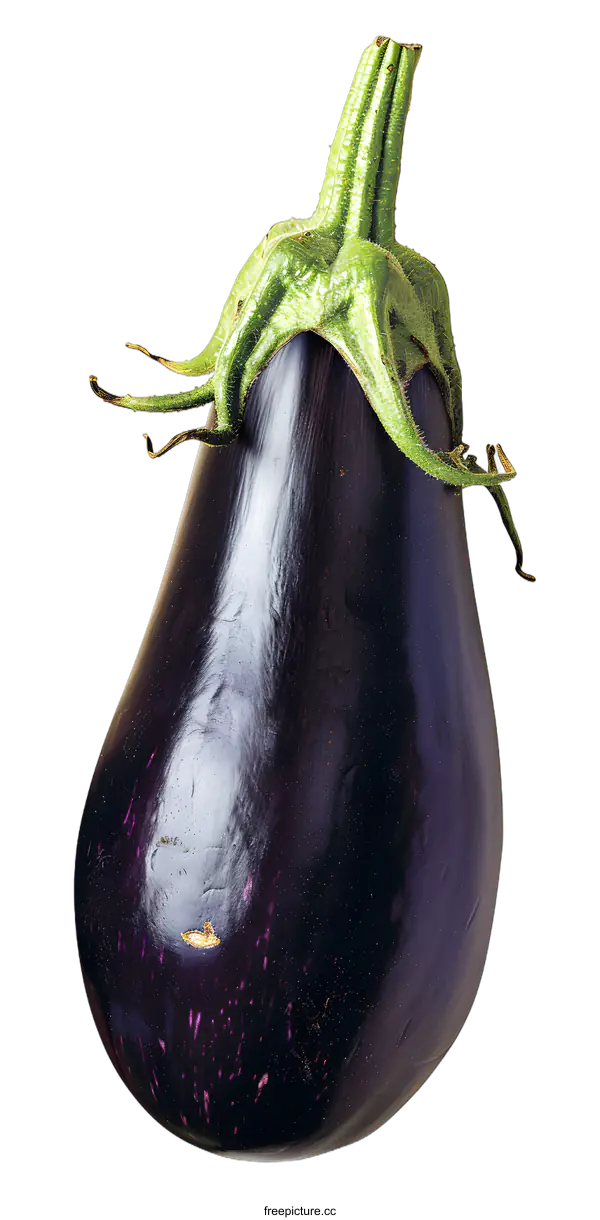 [Transparent Background PNG]Single Purple Eggplant Isolated on White Background