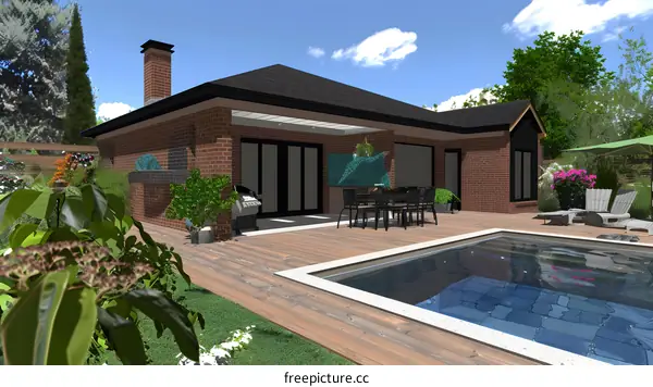 Backyard with Swimming Pool and Patio