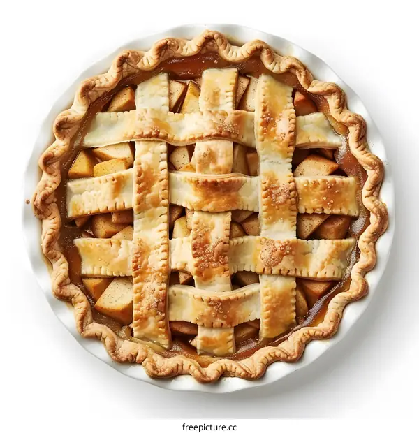 Homemade apple pie on white background