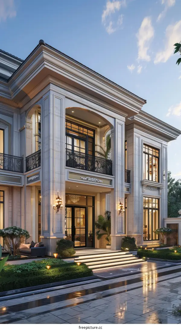 Elegant Mansion Exterior Design Illustration