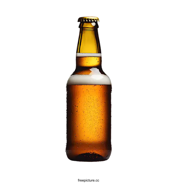 [Transparent Background PNG]Close Up of a Cold Beer Bottle