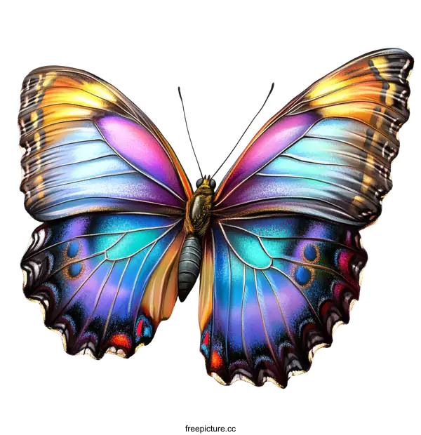 [Transparent Background PNG]A Beautiful Colorful Butterfly Illustration