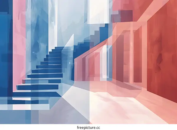 Abstract Staircase Modern Art Illustration