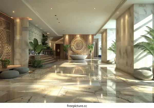 Modern Spa Hotel Lobby Interior Design
