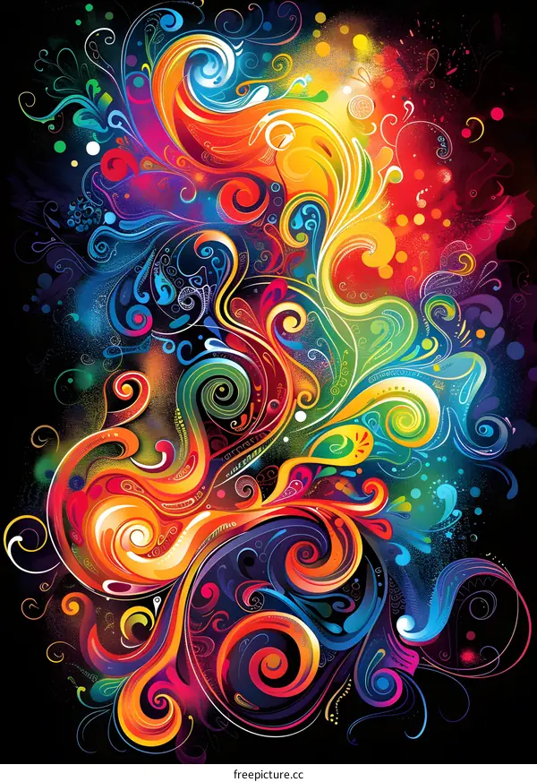 Colorful Abstract Swirls and Flourishes Design