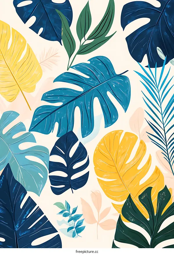 Tropical Leaves Pattern Seamless Background Illustration