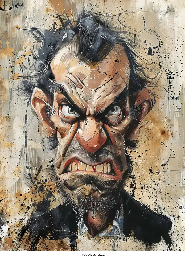 An illustration of an angry man with a beard