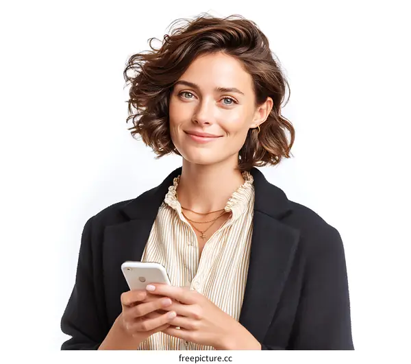 Young Woman Using Smartphone Fashionable Portrait