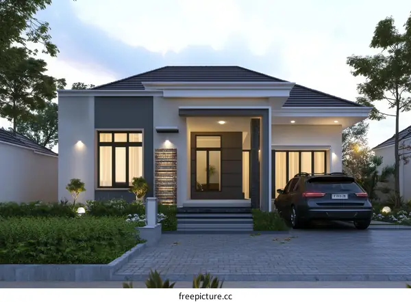 Modern House Exterior Design Illustration