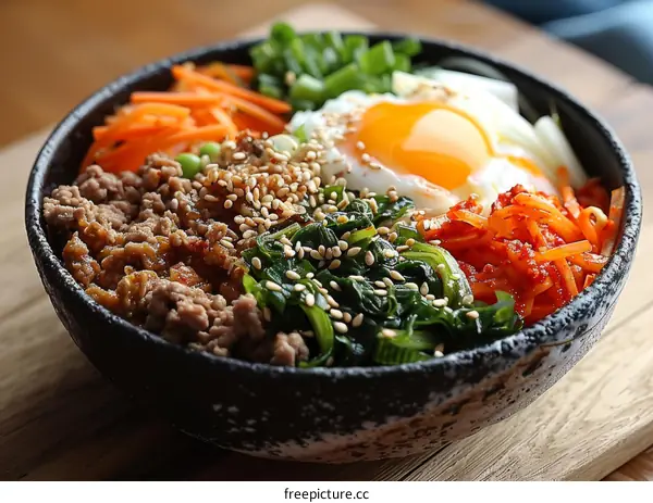 Korean Bibimbap with Egg & Vegetables