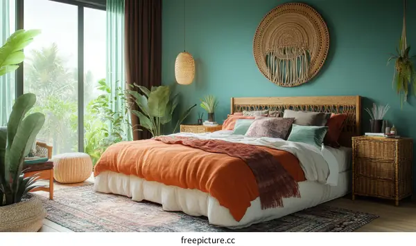 Bohemian Bedroom Interior Design Illustration