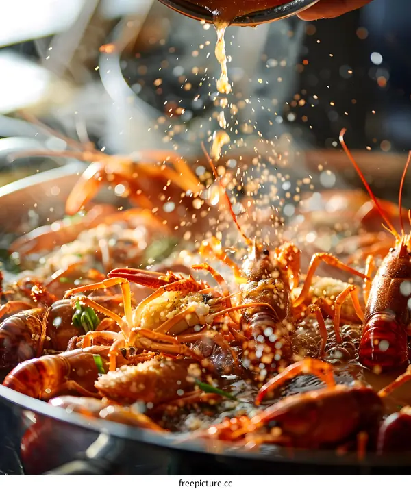 Cooking a pot of delicious crayfish