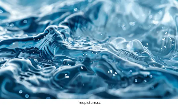 Deep blue ocean water with waves and bubbles