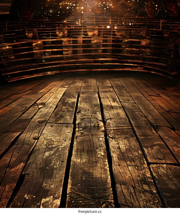 Old Wooden Floorboards with Glowing Lights