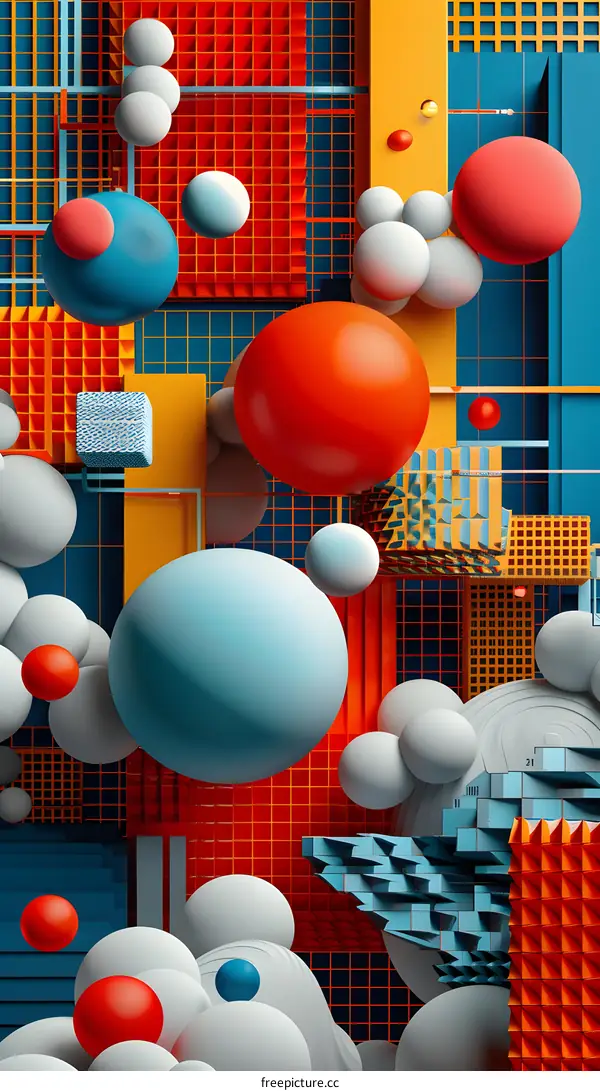 3D rendering of a colorful geometric shape